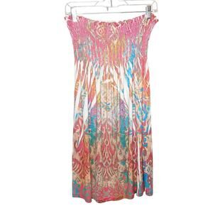 Rouge Y2K Multi Color Rhinestone Strapless Mini Dress Womens LG McBling Abstract